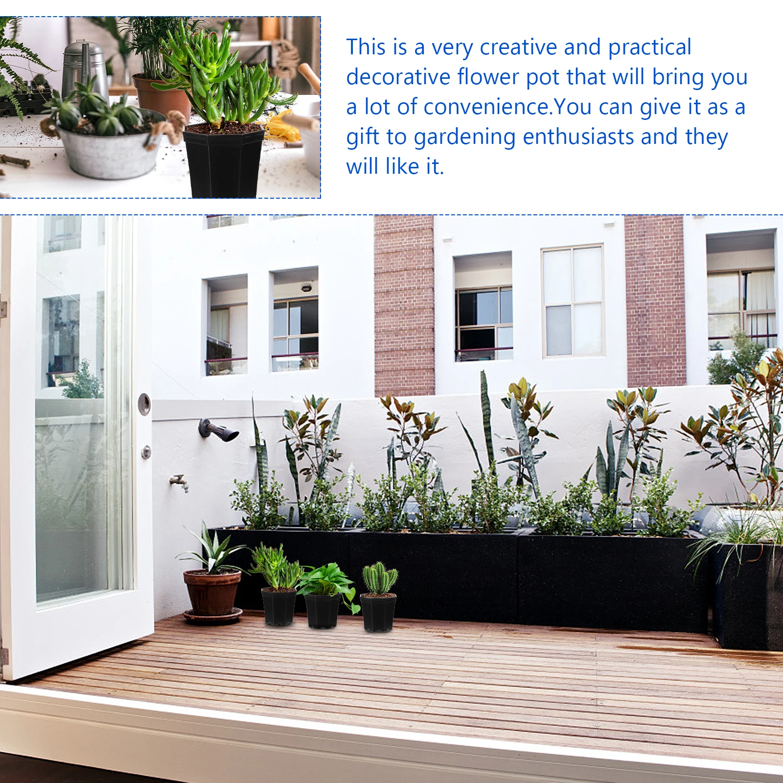 

5 Pcs Large Plastic Flower Pot Mini Bonsai Planter Indoor Succulent Cute Durable Practical Gardening Decor Plant