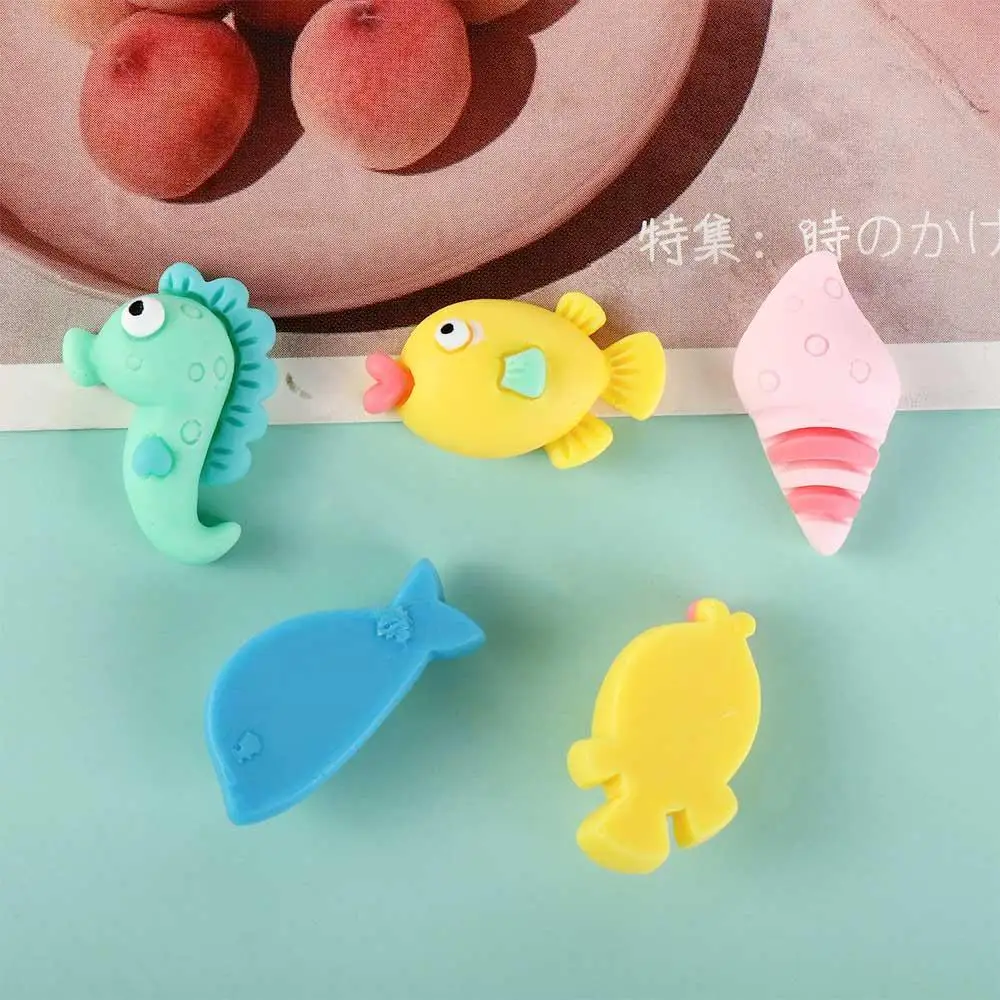 10pcs Conch Seahorse Jellyfish Colorful Resin Fish Resin Ocean Animal Colorful Ocean Animal Figurine Handmade Jewelry Kids Gifts