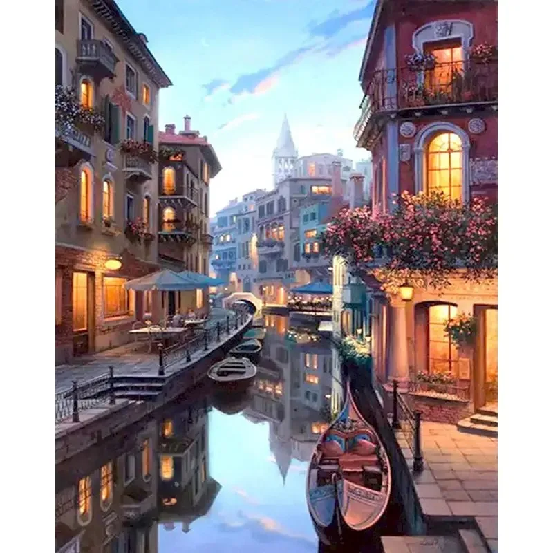 1pc frameless Canvas Painting Colorful Cinque Wall Art, Mediterranean Coastal Village Canvas Print, Italian  Landscape Poster fo