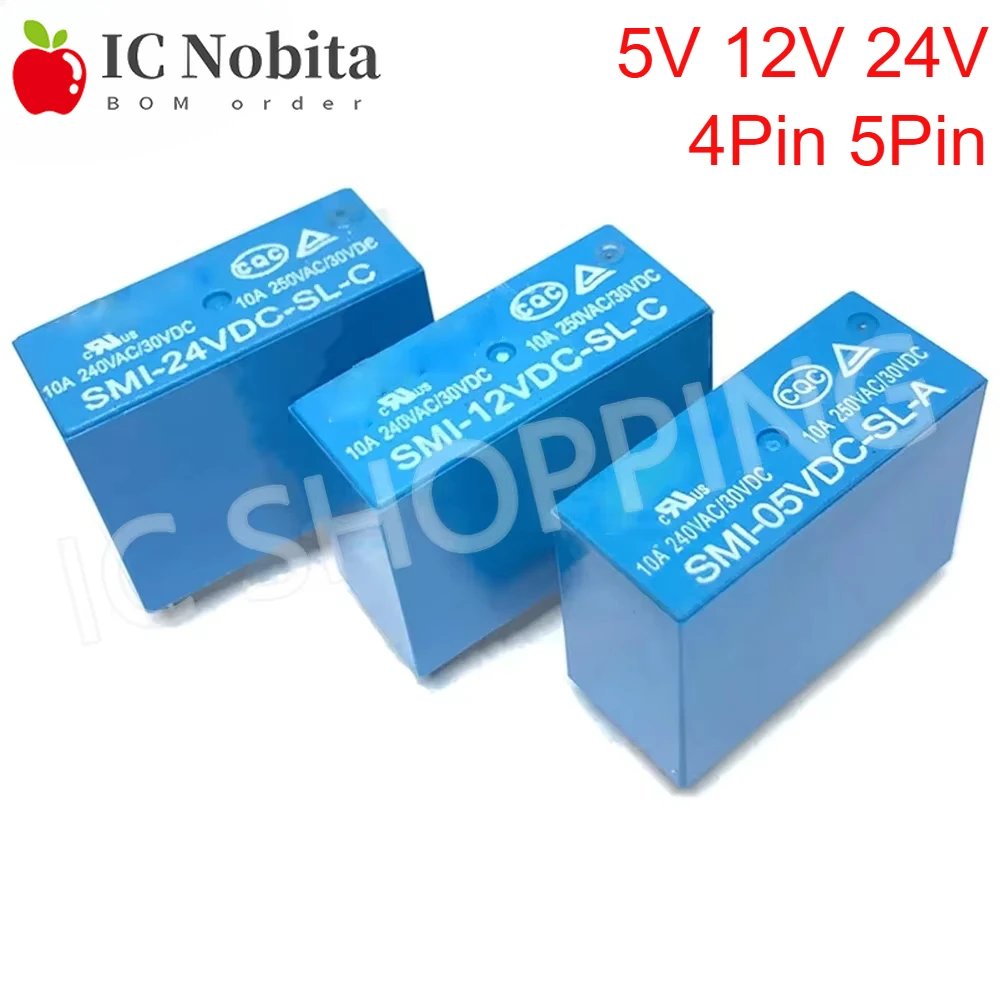 10PCS Power relays SMI-05VDC-SL-A SMI-24VDC-SL-C SMI-05VDC-SL-2A Relay 5V 12V 24V 4PIN 5PIN Time Relay SMI-05VDC