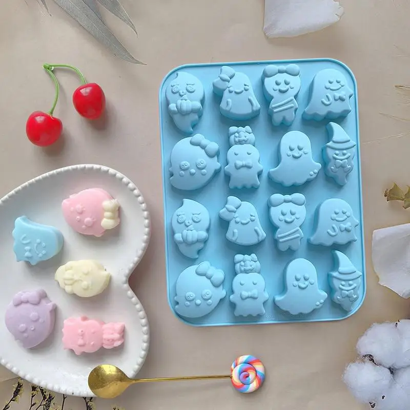 Ghost Fondant Mold Halloween Silicone Baking Mold Smooth Inside Surfaces Dessert Making Tool For Cake Ice Cube Jelly Pudding image 3