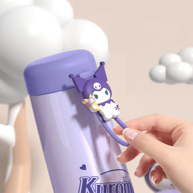 Sanurgente Kuromi-Bouteille thermos en acier inoxydable pour enfants, d'extraction à vide, eau isolée, dessin animé mignon, tasse à café Kawaii