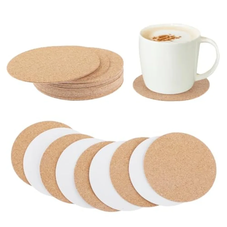 

16 Pcs Self-Adhesive Cork Round 3"" x 3"" Cork Coasters Cork Backing for Coasters Mini Cork Board for Coasters Wall Mat Tiles C