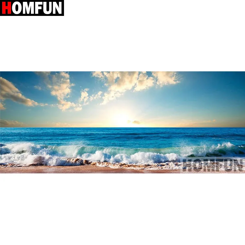 

HOMFUN полная квадратная/круглая дрель 5D DIY алмазная живопись "морской пейзаж" вышивка крестиком 5D домашний декор подарок A27005