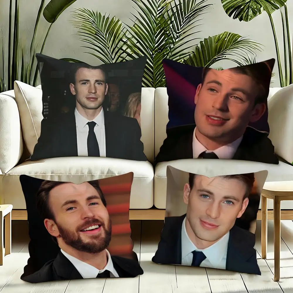Chris Evans Cushion Cover Reversible Plush Pillow Cover Soft Fluffy  Home Decor for Sofa Bedroom
