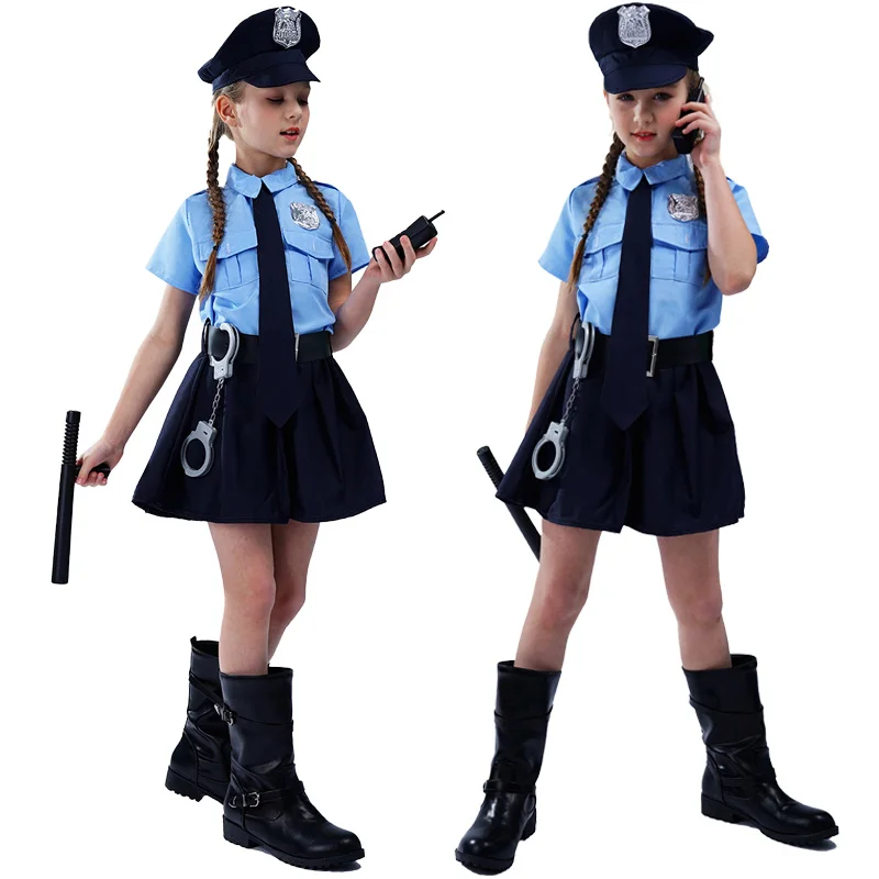 زي الشرطة للبنات لحزب هالوين ، أزياء تأثيري فانتازيا للفتيات ، تنكر كرنفال ، فساتين حفلات هالوين
