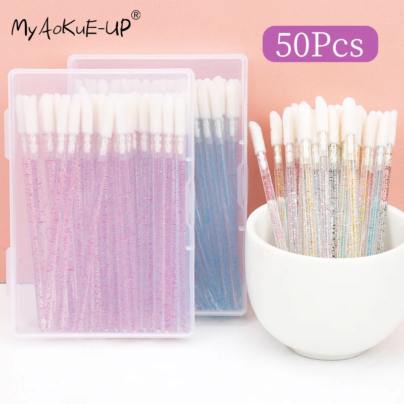 

Flocking Lip Brush Gloss Crystal Rod Mini Lip Glaze Brush Disposable Applicator Stick Lash Removing Cleaning Eyelash Extension