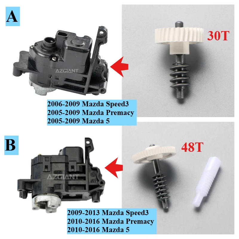 For Mazda 5 Premacy Speed3 Automatic Folding Rear View Side Mirror Motor Actuator Assy&gear Set 30T/48T Car Accessories