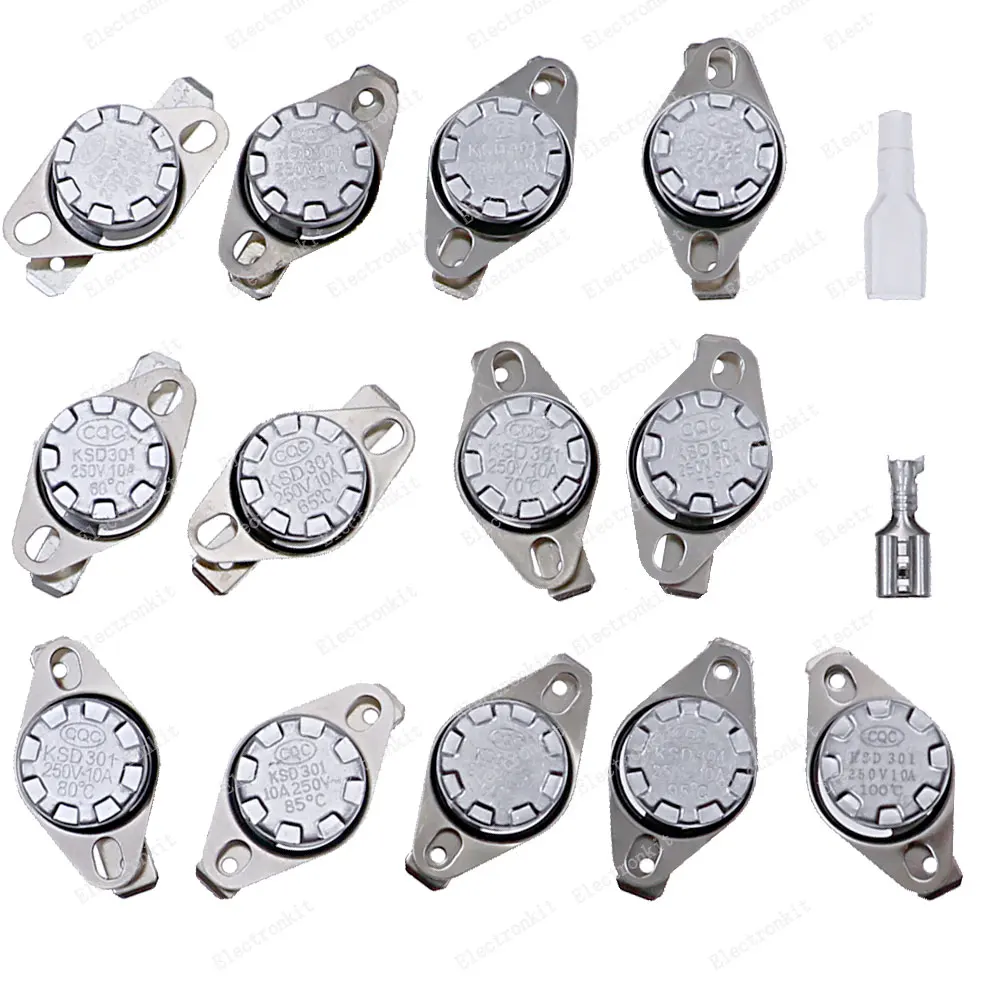 13pcs 13Value KSD301 Thermostat 40°C-100°C Temperature Thermal Control Switch Normally Close Assortment Mixed Box kit