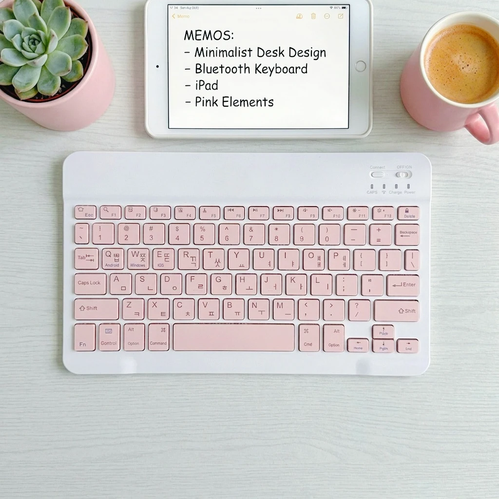 Korean Wireless Bluetooth Keyboard with Mouse 10inch Lightweight Keyboard Compatible with Smartphones Tablets Laptop