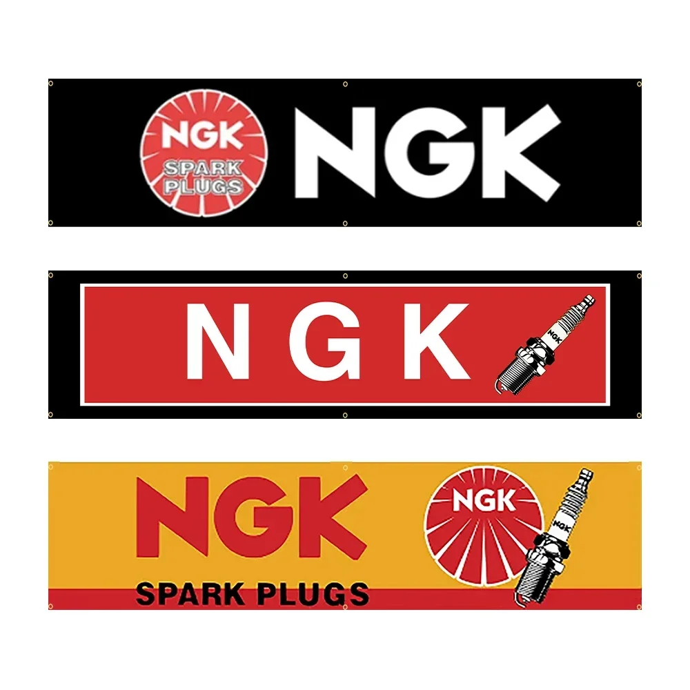 60*240 NGK Spark Plugs 6 Holes Racing Motorcycle Banner Flag Tapestry For Indoor And Outdoor Decoration