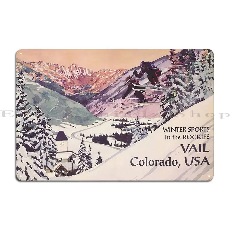 Vail Colorado Vintage Travel Poster Metal Plaque Garage Plaques Wall Mural Cinema Personalized Mural Tin Sign Poster