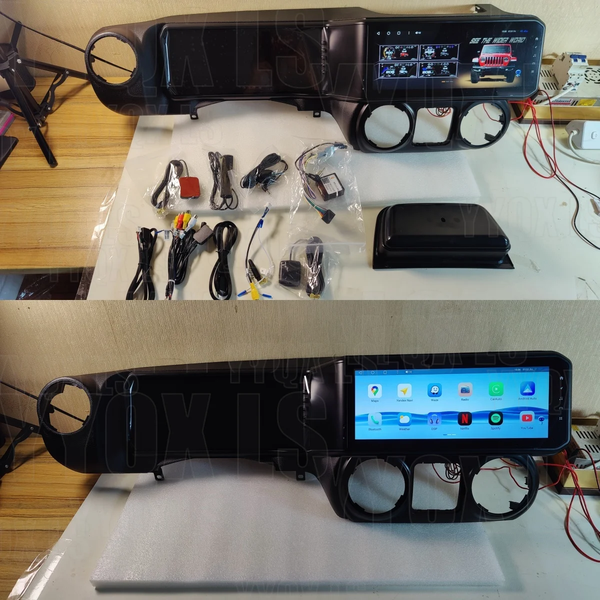 12.3 inch Dual Screen Carplay  For Jeep Wrangler 2011 - 2017 Car Android Radio Multimedia Player GPS navigation Stereo Head Unit