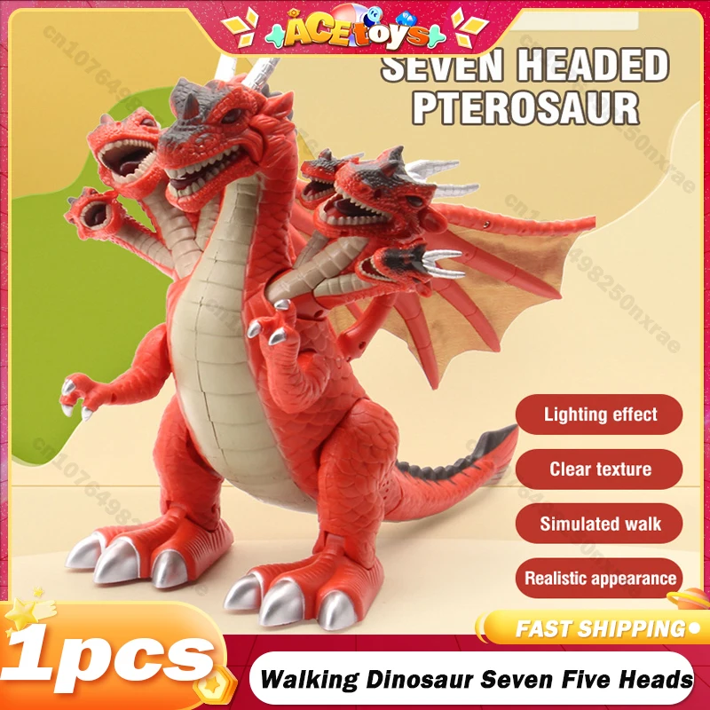 

Walking Dinosaur Seven Five Heads Flashing Sounding Toy High-tech Electric Dinosaur Toys Tyrannosaurus Plastic Dinosaur Model