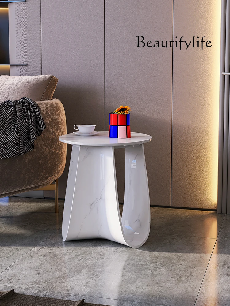 

Light Luxury Designer Advanced Artistic Creative Stone Plate Corner Table Living Room Minimalist Coffee Table Italian round