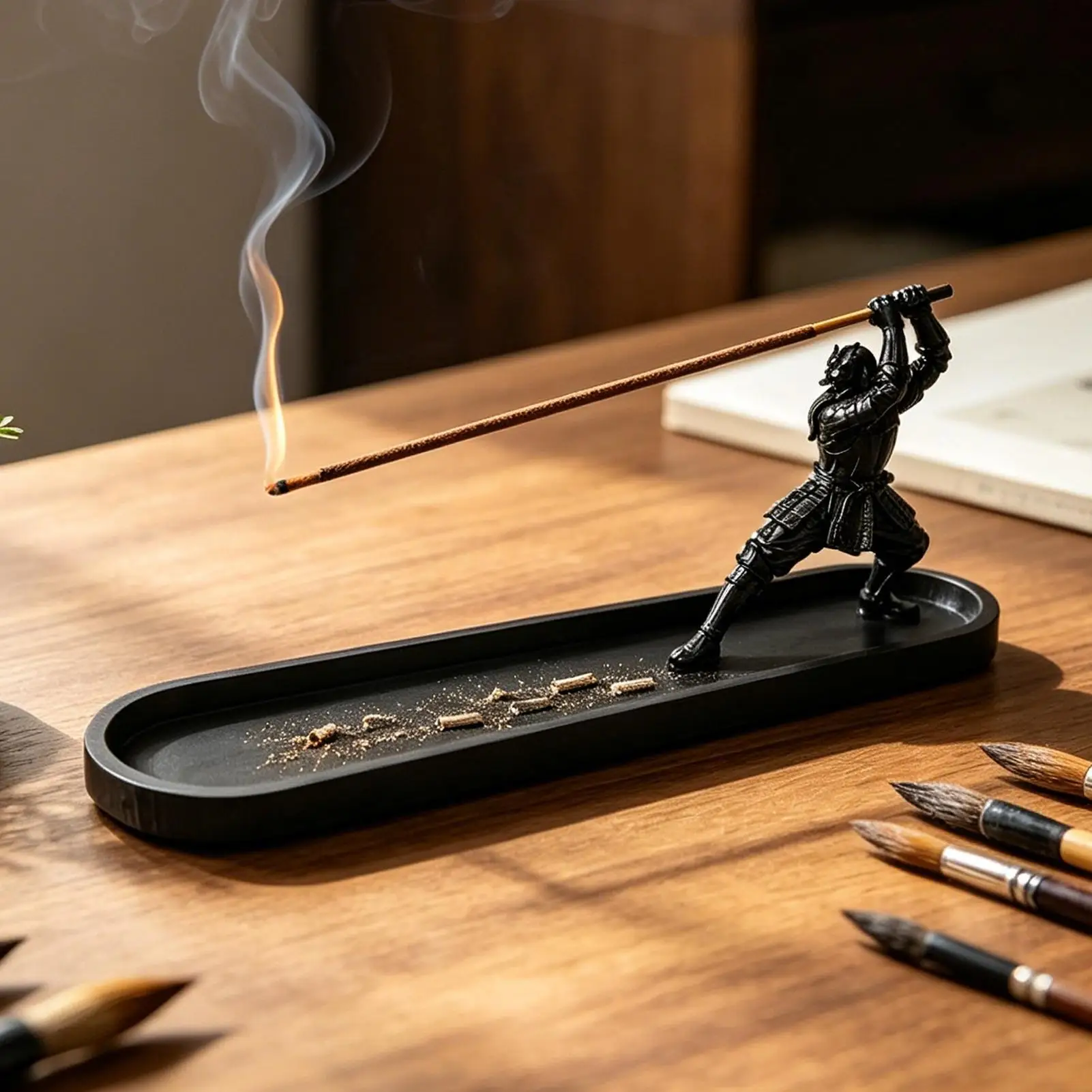 Creative Samurai Incense Burner Japanese Novelty Ash Catcher Incense Stick Burner For Home Living Room Bedroom Yoga Room Office