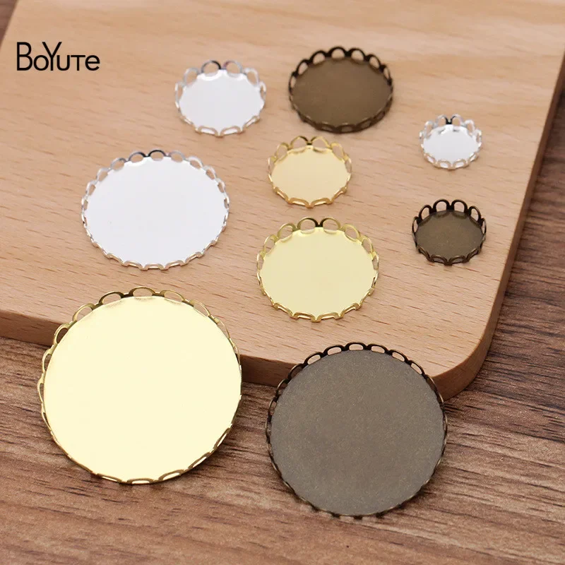 BoYuTe (100 Pieces/Lot) 10-12-14-15-16-18-20-25-30MM Cabochon Base Blank Tray Brass Diy Jewelry Accessories and Components
