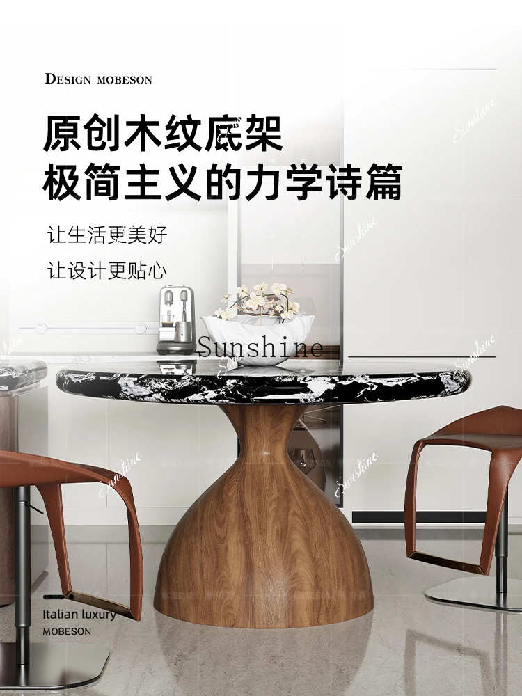 

WFrench medieval marble round table home modern light luxury high-end design