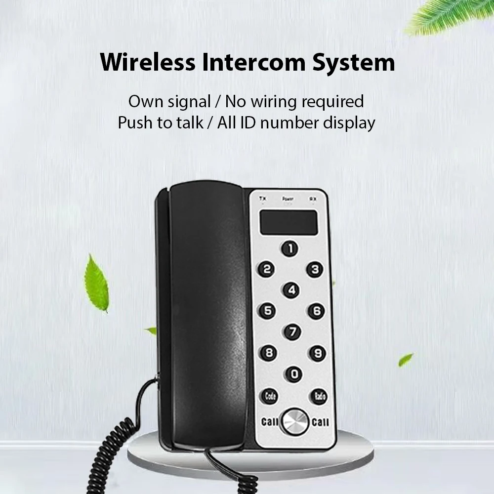 Wireless Intercom System Office Intercom Machine with LCD Screen 433MHz Adjustable Volume Telephone Intercom for Business Office