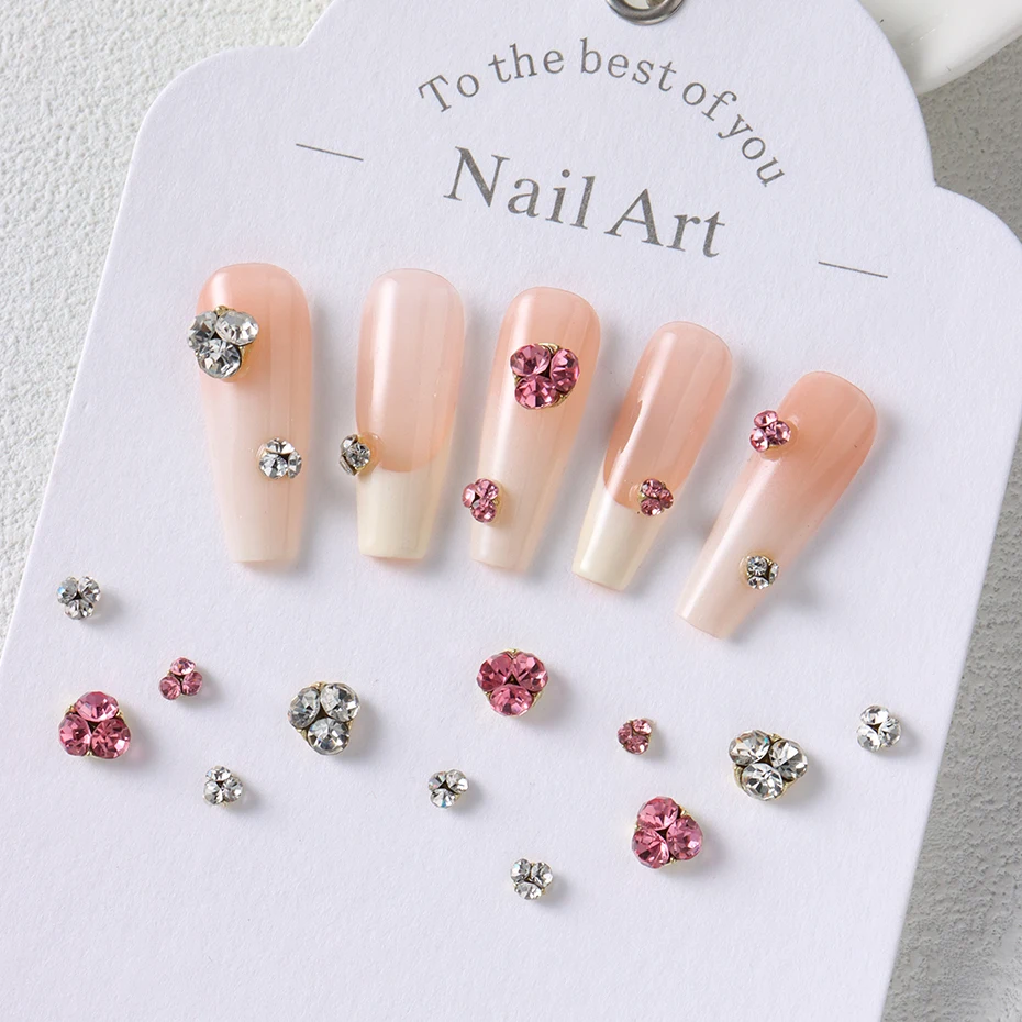 25 szt. Błyszczące Białe Różowe Cyrkonie Ozdoby do Paznokci Modne Kryształowe Diamentowe Paznokcie Koreańskie Elementy Dekoracje na Wesele i Imprezę