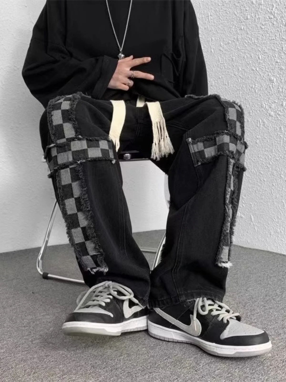 Lose Herren-Jeans mit geradem Bein, hohe Taille, Retro-Stil, Freizeithose für Übergröße 300, Pou, Herbst und Winter, neue Straße