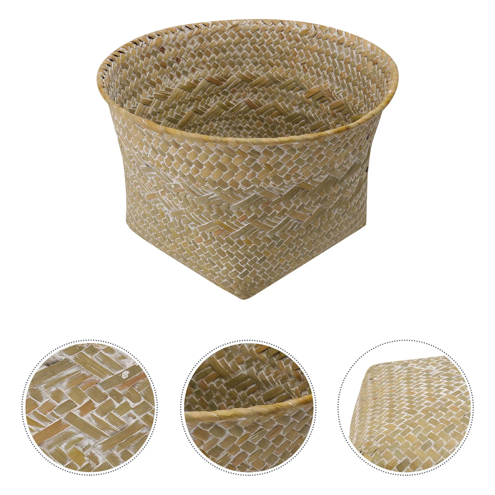 

1Pcs Natural Straw Woven Storage Basket Multifunctional Home Organizer for Kitchen Living Room Bedroom Decor Tidy Neat Space