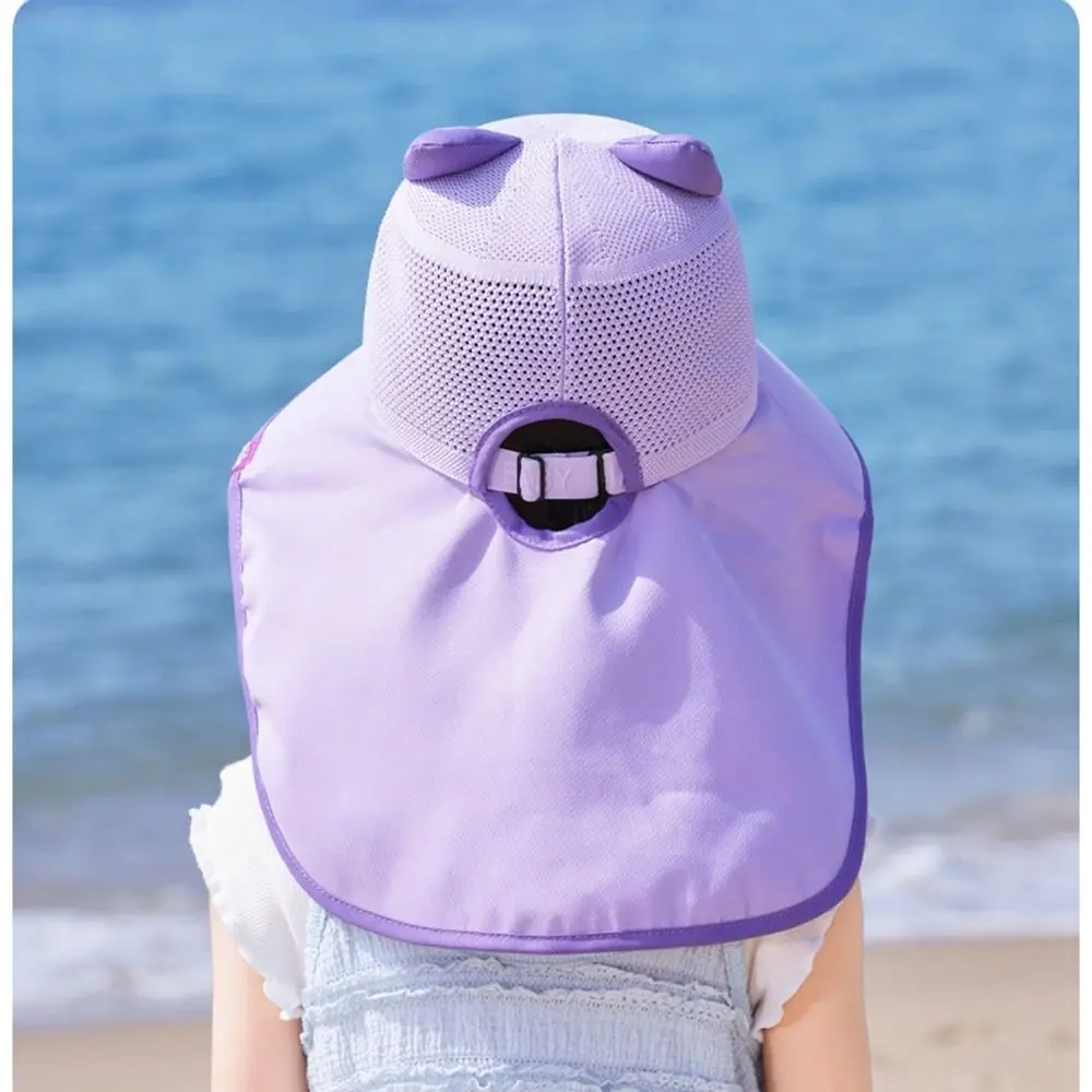 Big Brim Baby Fisherman Hat Cartoon Extended Shawl Kids Sunscreen Hat Neck Cover Bucket Cap Children Beach Cap Sun Visor