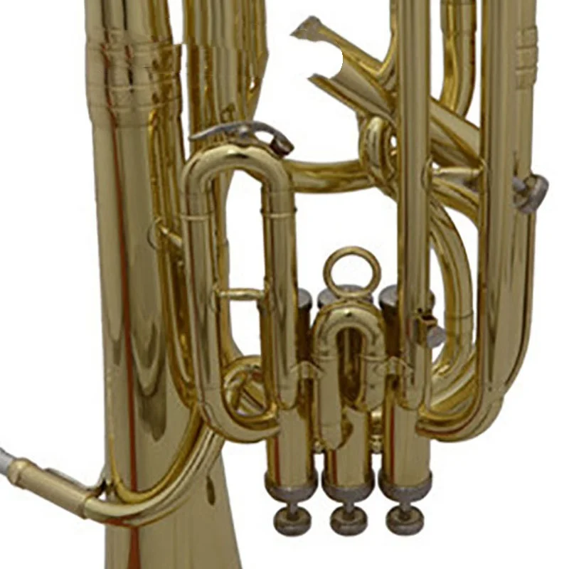Professional Performance Gold Lacquered Three Upright Valves Baritone Horn