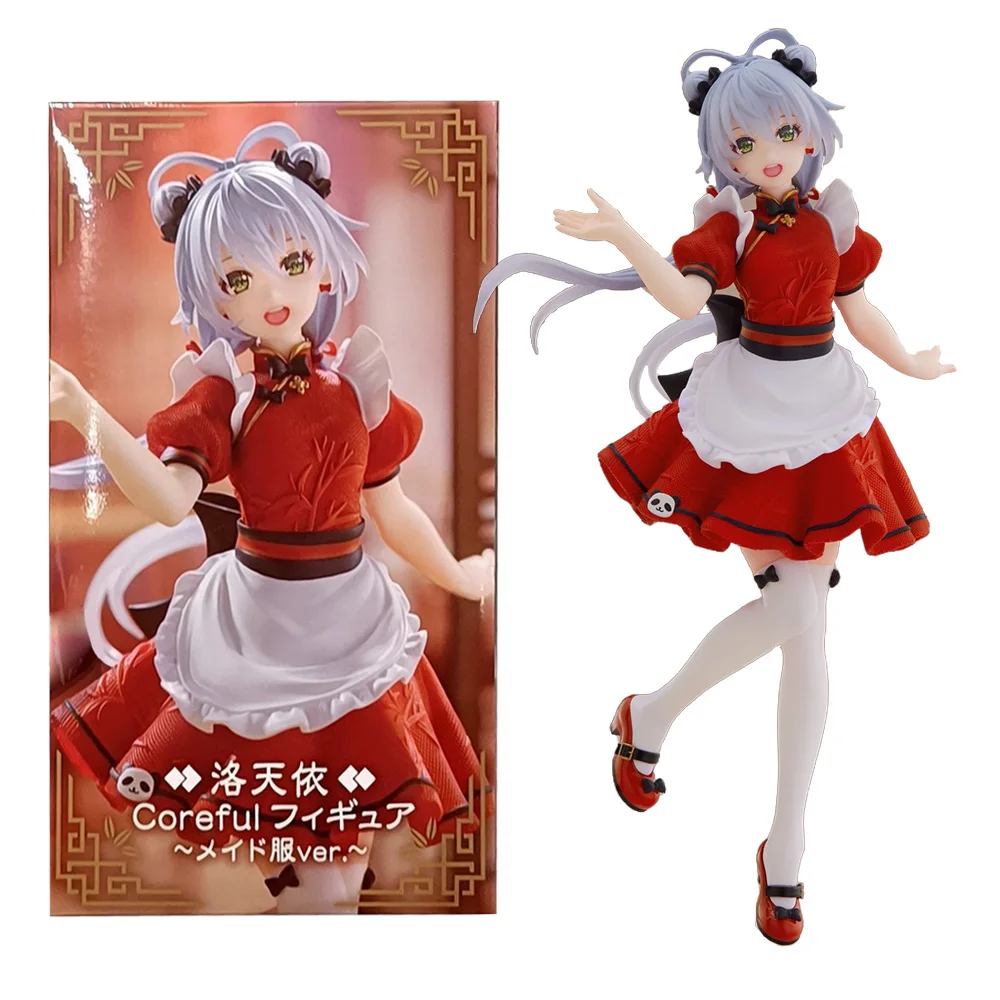 21CM Anime Vsinger Luo Tianyi Coreful Figure 메이드 ver 레드 Cheongsam 메이드 복장 애니메이션 모델 장난감 선물 컬렉션 액션 피규어