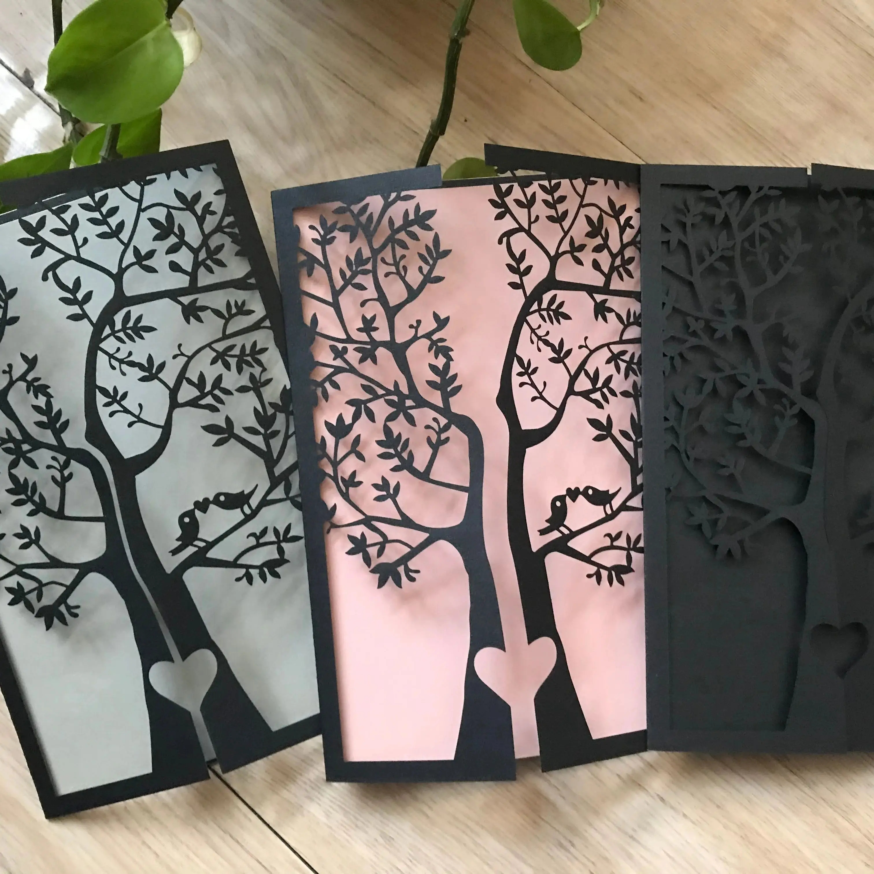 

10pcs Tree Wedding Invitation Cover,Laser Cut Wedding,Birthday Invite,Greeting card,Pearl Paper Invitation for Party Decoration