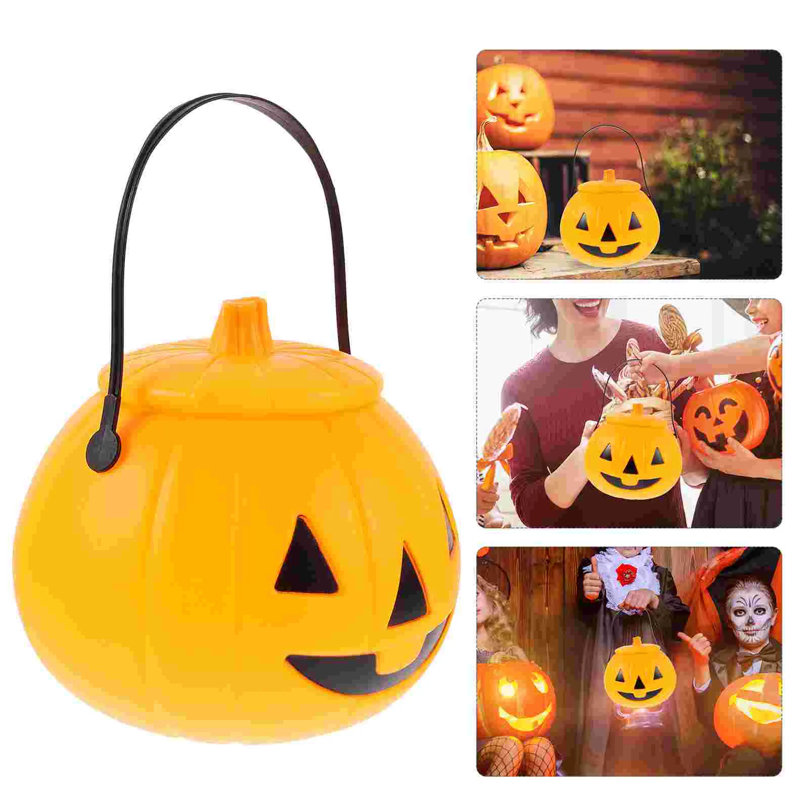 Pumpkin Bucket Candy Jar Child Cream Kettle Halloween Decor Plastic Buckets Adorable