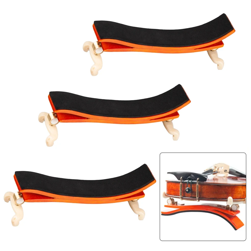 

High-Quality Violin Shoulder Rest Adjustable Heights Maple Wood Comfort Foam Padding for All Violin Sizes 3PCS