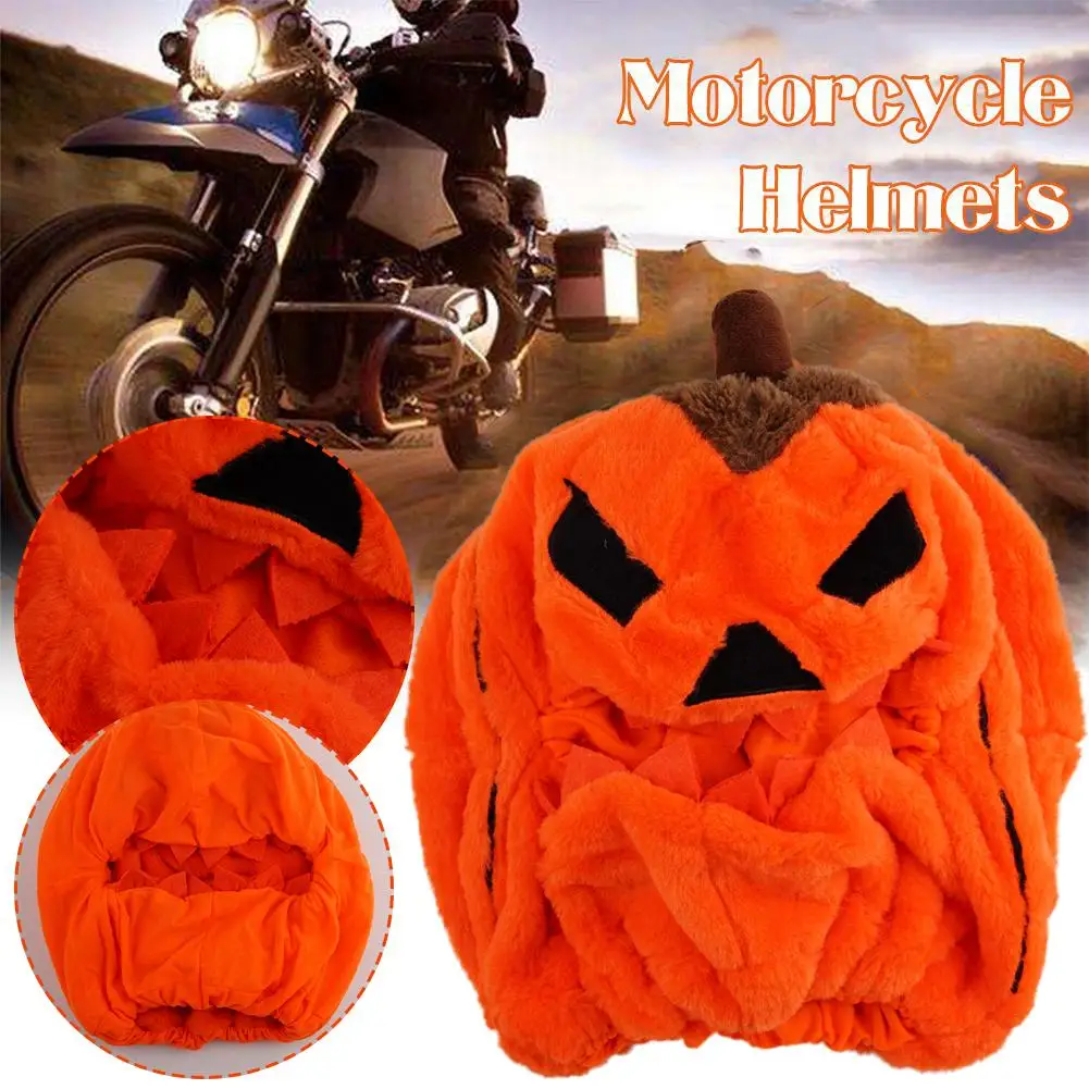 Halloween Pumpkin Motorcycle Helmet Cover High Visibility Motorbike Cartoon Full Pumpkin Protector Helmet Dustproof Head Pl Z2Y8