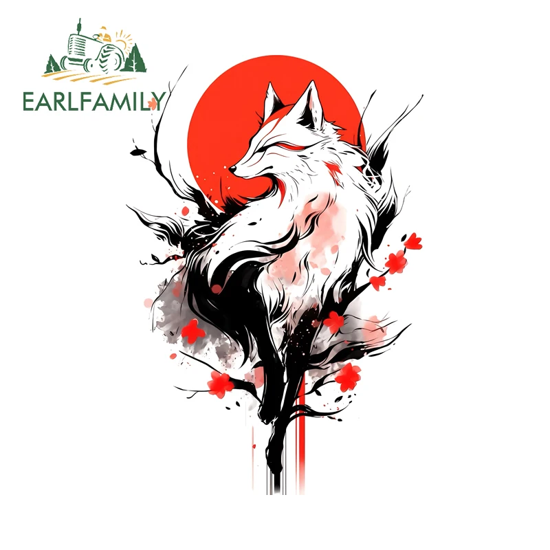 EARLFAMILY estilo de tinta Kitsune Graffiti pegatinas de coche tatuaje artístico Gadget de coche calcomanías personalidad fresca Accesorios JDM Para Auto
