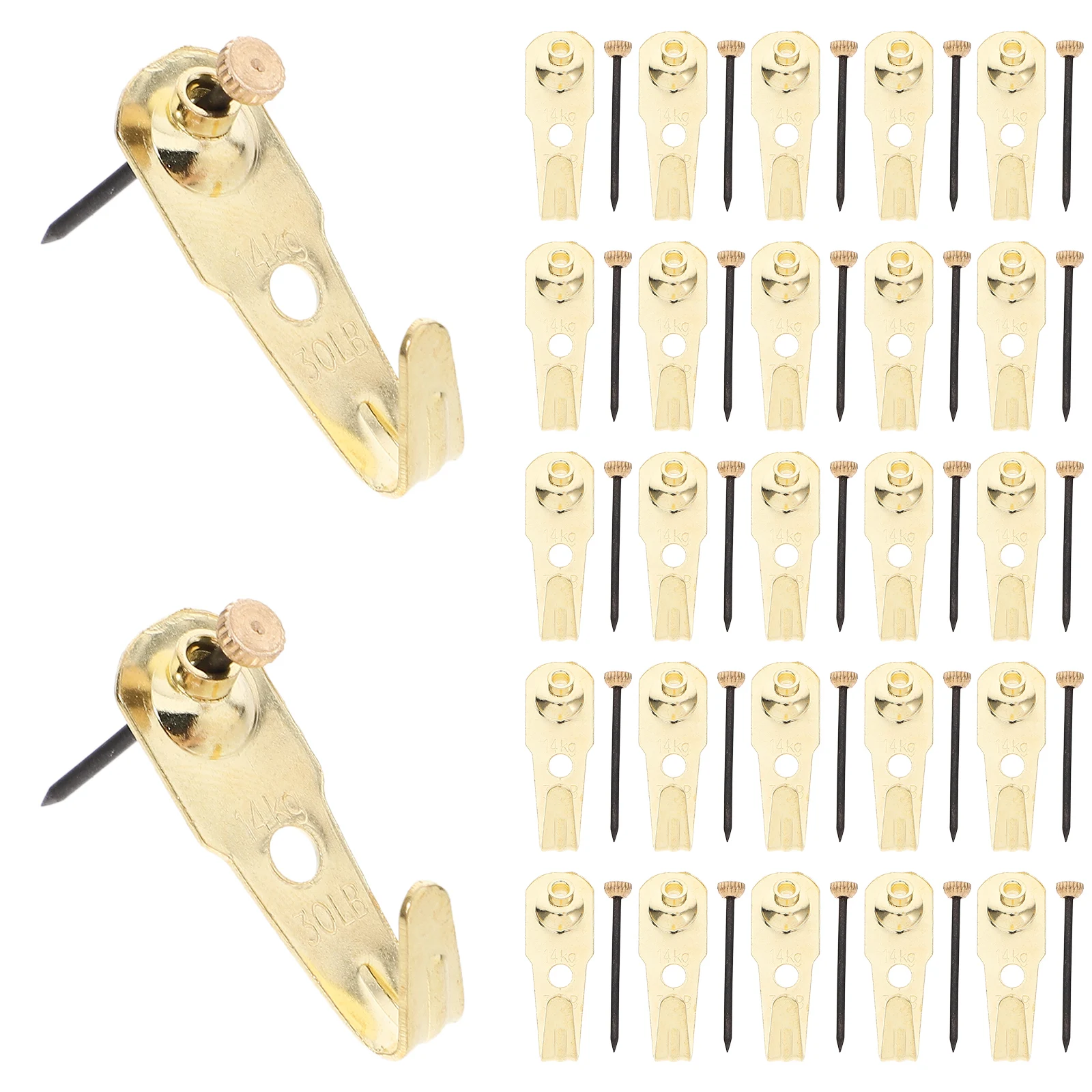 

30 set 30 Sets Hooks Copper Picture Frame Hooks Head Studs Golden Nails Photo Frames Wall Picture Hanging Kits Home Office Use