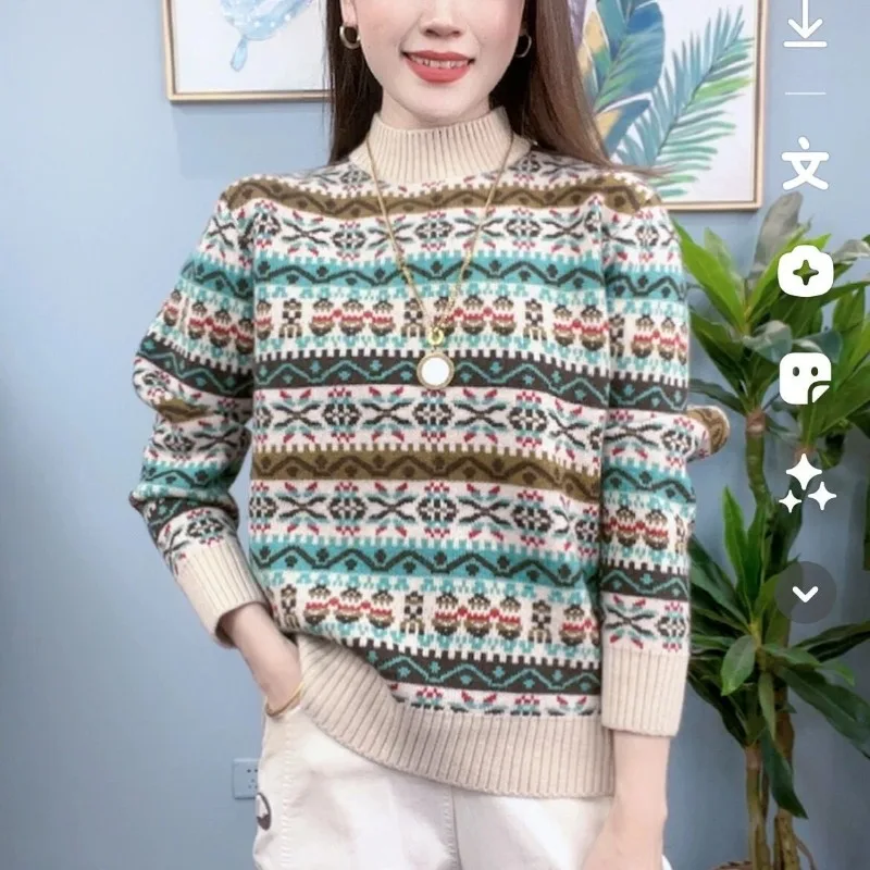 

Women's Tops Thickened Warm Half Turtleneck Bottoming Autumn and Winter New Long-sleeved T-shirt Fashionable Style Pullover