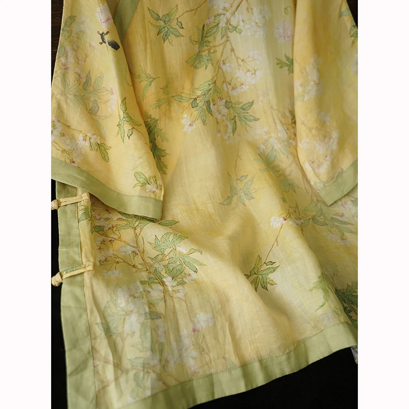 새로운 여름 여성용 밴딩 와이드 레그 팬츠 고품질 라미 프린트 빈티지 싱글 브레스티드 루즈 블라우스 투피스 세트 D003