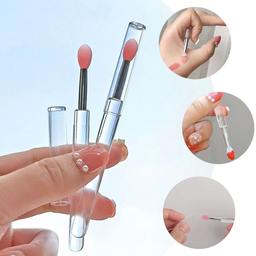 6 pennelli per rossetto applicatore per lucidalabbra strumenti per trucco portatili bacchetta per labbra in silicone riutilizzabile accessorio di bellezza per donna