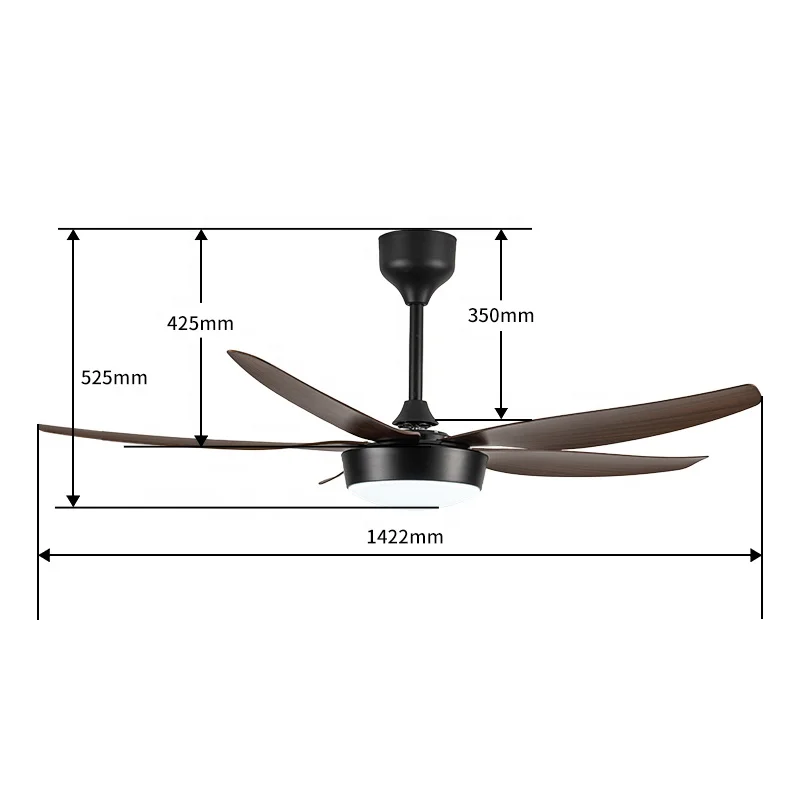 Modern Light Voice Control Silent Ceiling Fan with 5 Blades DC Motor LED Light Remote 6-Speed Dimmable