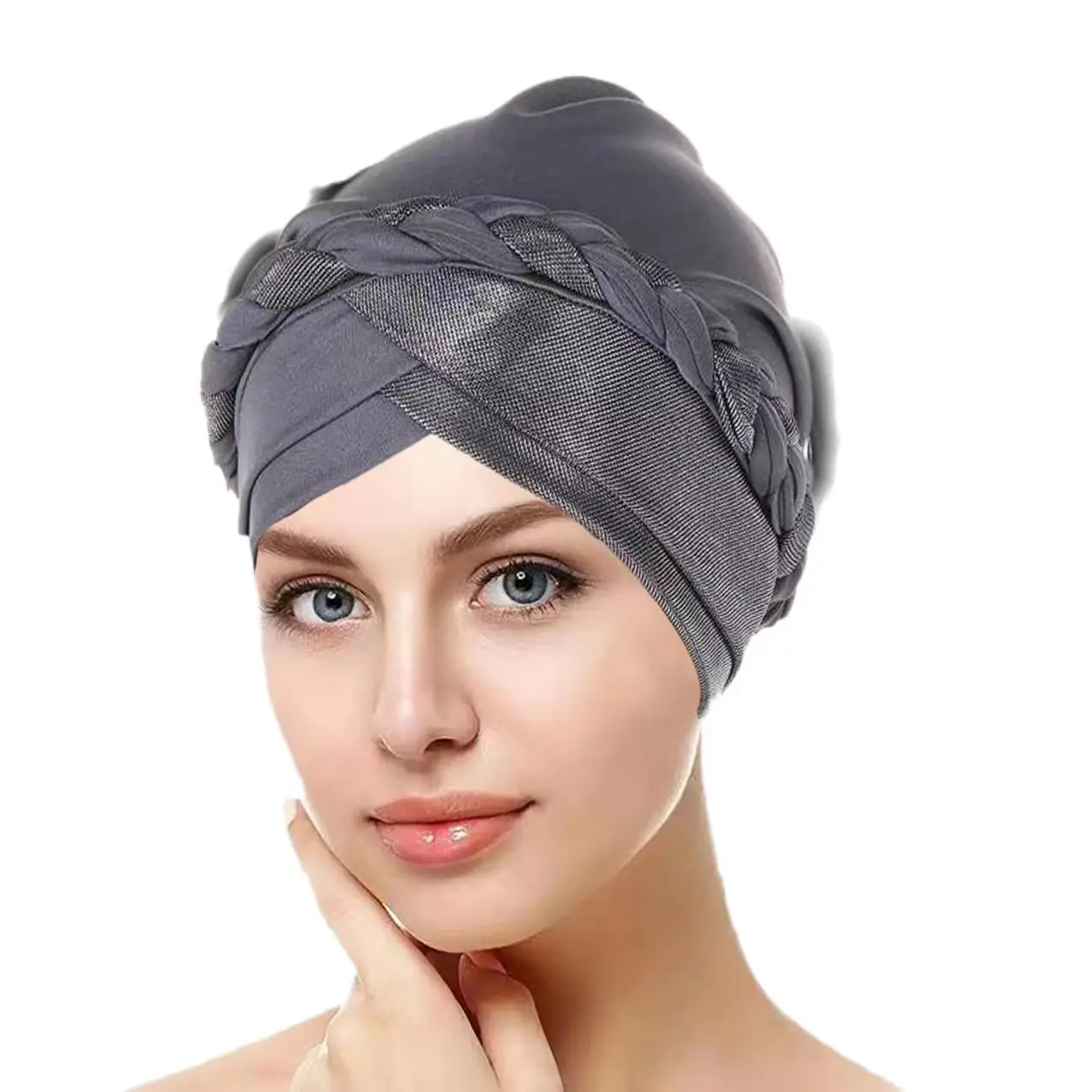Crossed Forehead Muslim Hijab Caps Women Wrap Head Ramadan Soft Elastic Ladies Fashion Color Block Turban Bonnet