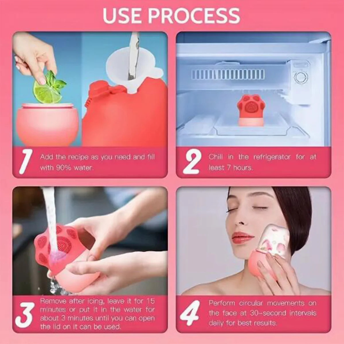 1pc Silicone facial ice roller, used for skin luster and edema removal, reusable,suitable for daily skin care procedures,