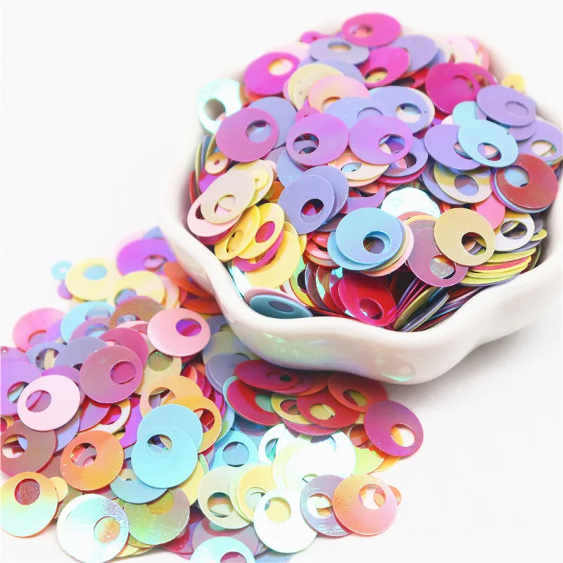 Sequin 10mm 20mm 30mm Flat Round Sequins for Craft Larger Round Sequins Paillette Lentejuelas with Big Hole DIY Sewing Accessory