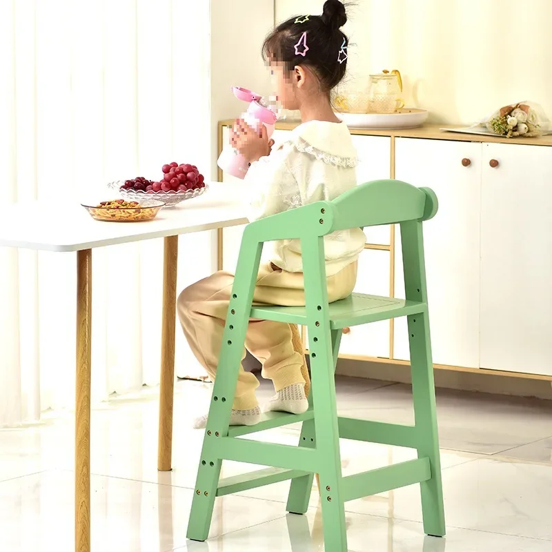 

Children's Dining Chairs Baby Growth Dining Chairs Solid Wood Dining Table Chairs Adjustable High Footed Stools 2024 New