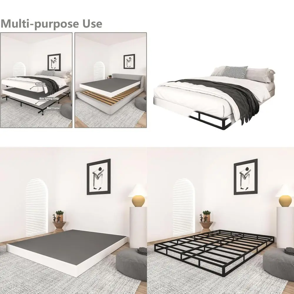 

Queen Size Heavy-Duty 5 Metal Box Spring, 3000 lbs Support, Low Profile, Easy Assembly, Noiseless, Fabric-Covered Base