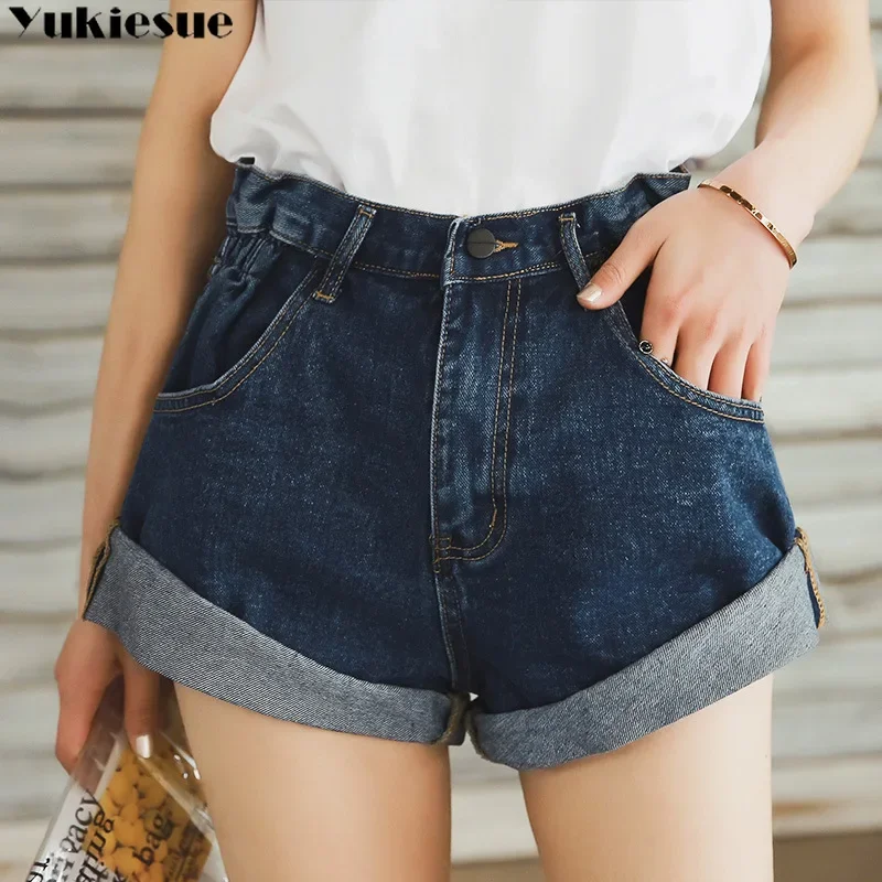 

Women's Denim Shorts 2023 Summer New Fashion Casual Loose Versatile Wide Leg Elastic Waist Vintage High Waist Shorts Streetwear