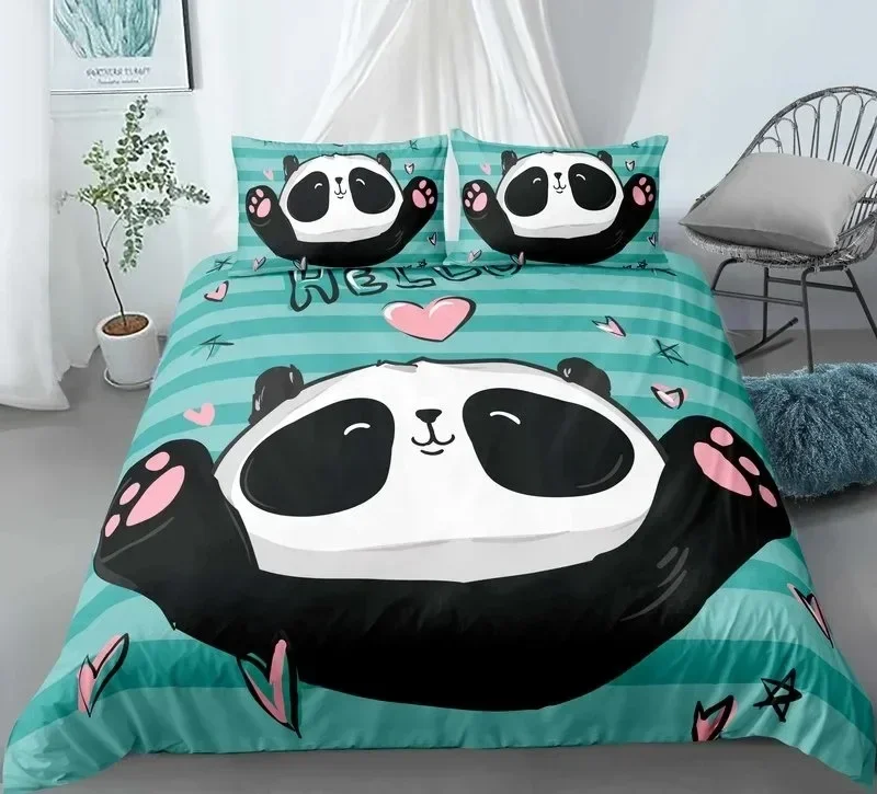 

Luxury New 3D Print Panda Comfortable Duvet Quilt Cover Pillowcase Bedding Set Children Bedroom Decoration Home Textile