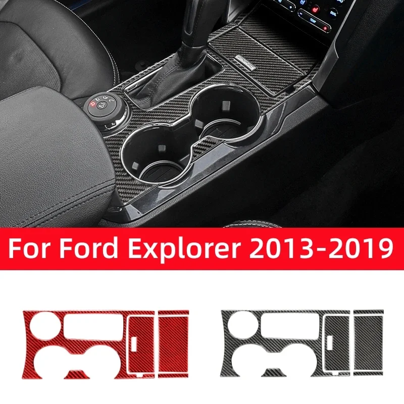 

Углеродное волокно для Ford Explorer 2013-2019 автомобильные аксессуары интерьер автомобиля чашка для воды декоративная панель Крышка отделка наклейка