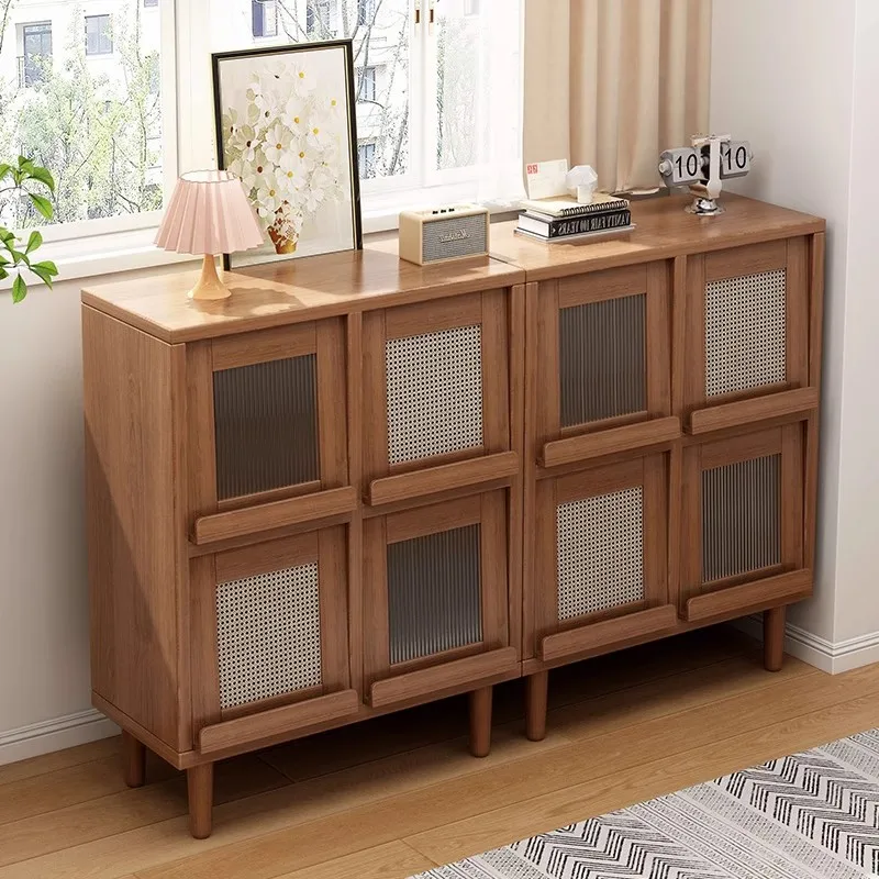 

Solid wood bookcase against the wall Floor-to-ceiling locker Bay window storage cabinet with door Grid cabinet