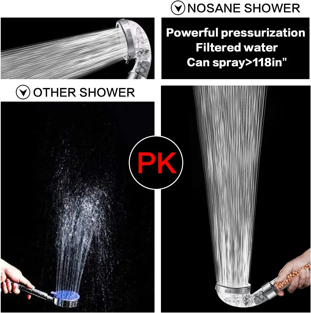 High Pressure Anion Mineral Stones Shower Head Water Saving 3 Mode Spa Handheld Shower Filtered water Sprayer Bathroom Accessory