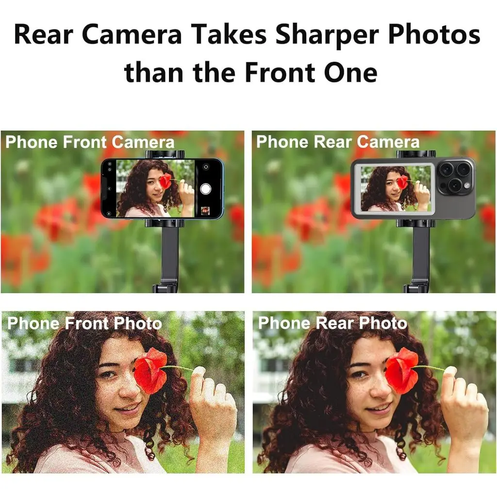 شاشة مراقبة سيلفي للهاتف الخلفي المغناطيسي مقاس 4 بوصة بقدرة 1800 مللي أمبير في الساعة 4K لهاتف Selfie ومدون التصوير الفوتوغرافي VLOG